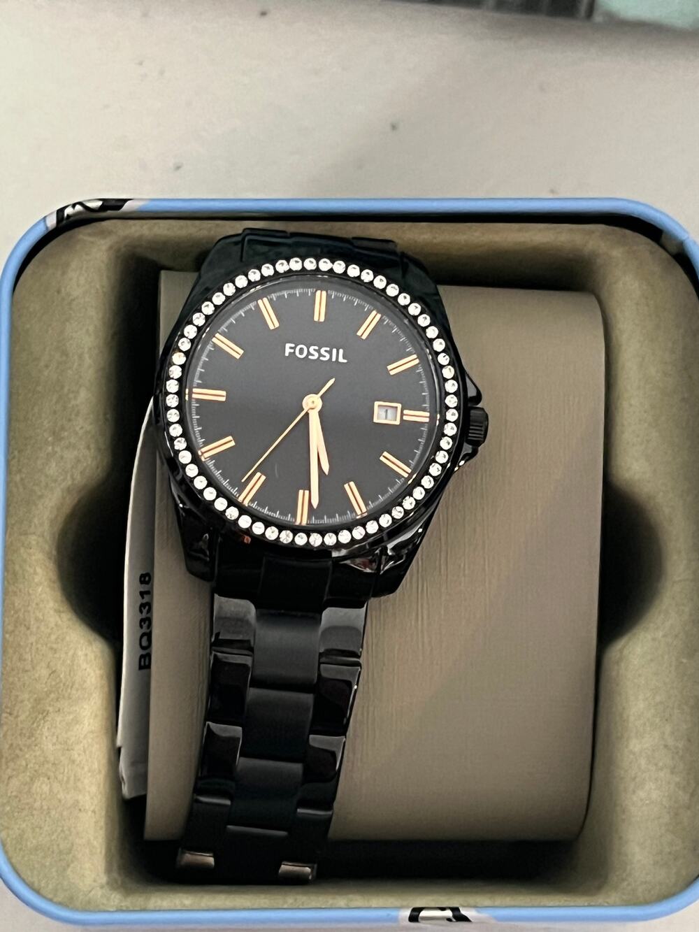 Fossil Janice BQ3318 Women's Black Stainless Steel Analog Quartz Wrist Watch